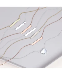 Bling Jewelry Horizontal Sideway Flat Bar Name Plated Pendant Necklace Gold Plated Sterling Silver With Crystal