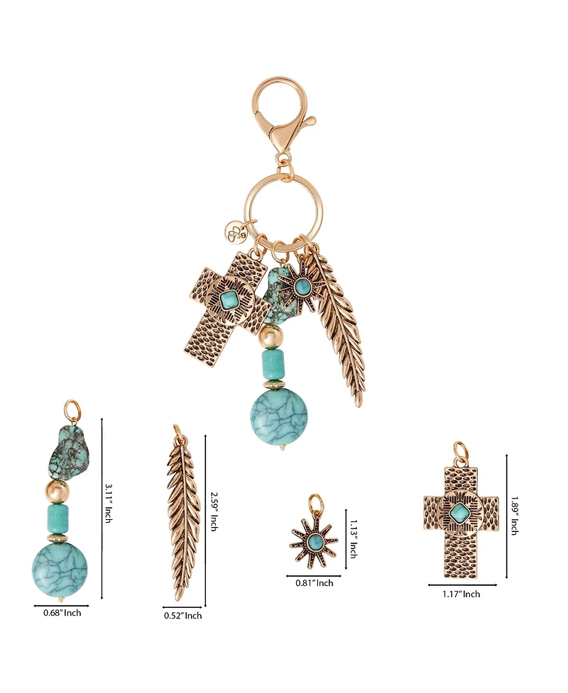 Jessica Simpson Turquoise Bead Keychain with Charms