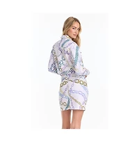 The Noli Shop Women's Monaco Denim Skirt - Chain Print