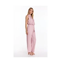 The Noli Shop Womens Fernanda Linen Jumpsuit - Blush