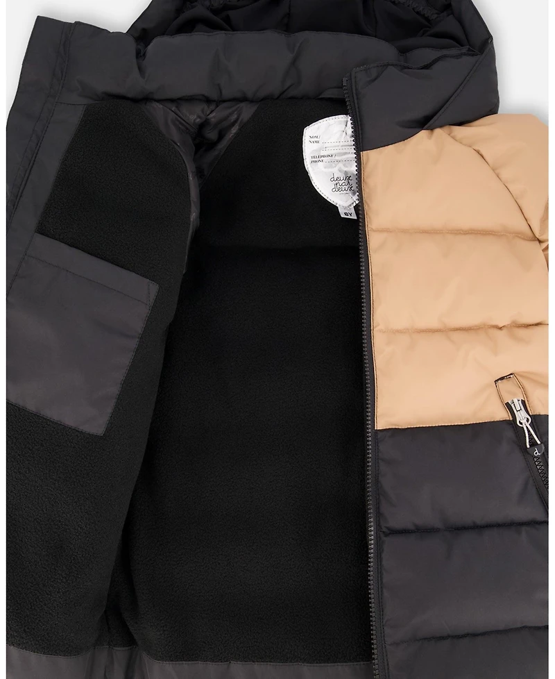 Deux par Boy Colorblocked Puffy Winter Coat Black - Child