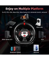 Nbcp 180°Gaming Steering Wheel with Dual Vibration & Pedals – Compatible with Xbox One, Xbox Series X|S, PS4, Pc, Switch, PS3, Xbox 360 & Android