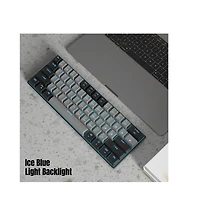 Risokeys 60% Wired Mechanical Gaming Keyboard, Ice Blue Led Backlit 61 Keys Mini Office Keyboard For Windows Laptop (Black-White, Red Switches)