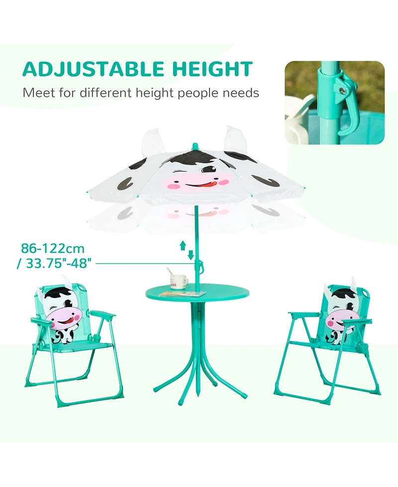 Outsunny Kids Picnic Table Chair Set Outdoor Patio Furniture W/ Umbrella