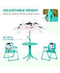 Outsunny Kids Picnic Table Chair Set Outdoor Patio Furniture W/ Umbrella