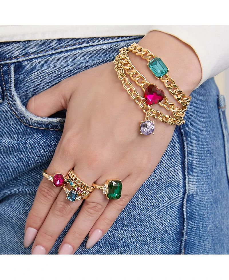 Jessica Simpson 3-Piece Chunky Gemstone Chain Bracelet Set