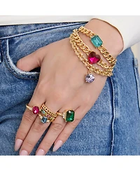Jessica Simpson 3-Piece Chunky Gemstone Chain Bracelet Set