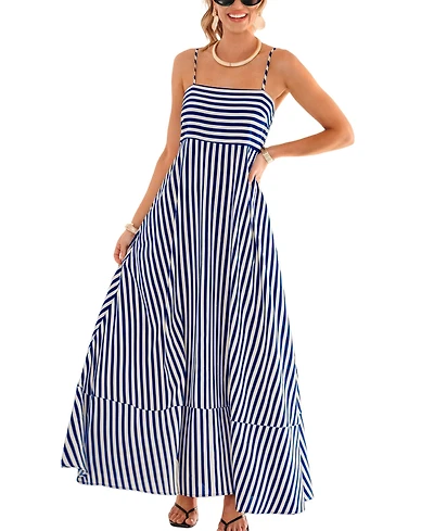 Cupshe Women's Subtle Lines Striped Maxi Beach Dress
