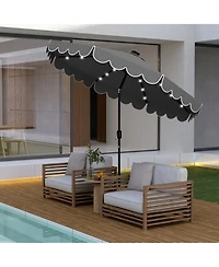 Gymax 9.3 Ft Solar Patio Umbrella w/ 32 Led Lights & Vented Top & Ruffles