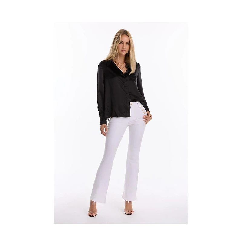 The Noli Shop Women's Amelia Silky Lace Blouse - Butter Yellow