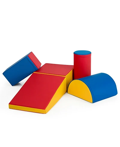Gymax Toddler 5-Piece Climb and Crawl Activity Play Set Safe Foam Blocks Soft Climber