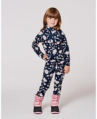 Deux par Girl Two-Piece Thermal Underwear Set Navy Flower Print - Toddler|Child