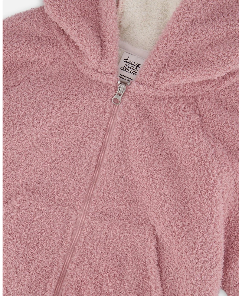 Deux par Girl Hooded Full Zip Cat Plush Jacket Dusty Pink - Child