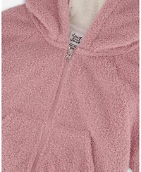 Deux par Girl Hooded Full Zip Cat Plush Jacket Dusty Pink - Child