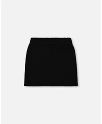 Deux par Girl Knitted Skirt Black with Bear Intarsia