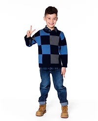 Deux par Boy Knit Sweater Blue Checkered - Child