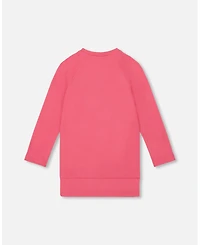 Deux par Girl Super Soft Tunic Tee with Embroidery Candy Pink