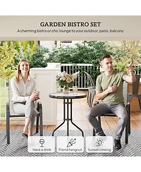 Outsunny Outdoor Bistro Set Small Patio Set w/ Stackable Chairs,