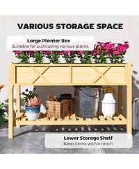 Outsunny Elevated Wood Garden Bed, 47 x 22 31.5in Flower Box,
