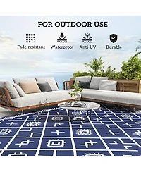 Outsunny Outdoor Rug, 9' x 18' Floor Mat, Rhombus