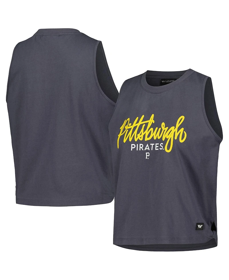 The Wild Collective Women's Charcoal Pittsburgh Pirates Side Knot Tank Top