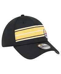 New Era Men's Black Pittsburgh Steelers Stripes 39THIRTY Flex Hat