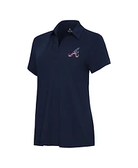 Antigua Women's Navy Atlanta Braves Independence Day Patriotic Logo Era Polo Shirt