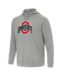 Antigua Men's Heather Gray Ohio State Buckeyes Cloud Pullover Hoodie
