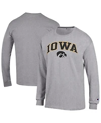 Champion Men's Heather Gray Iowa Hawkeyes Arch Over Logo Long Sleeve T-Shirt