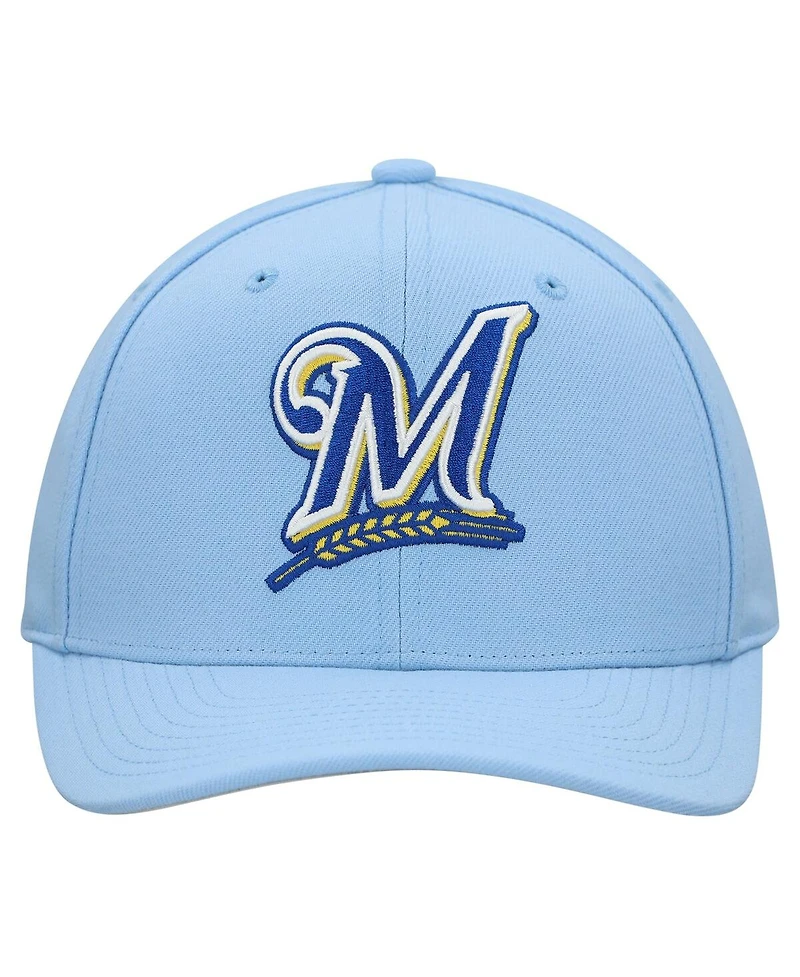 Mitchell & Ness Men's and Women's Powder Blue Milwaukee Brewers Basic Coop Pro Adjustable Hat