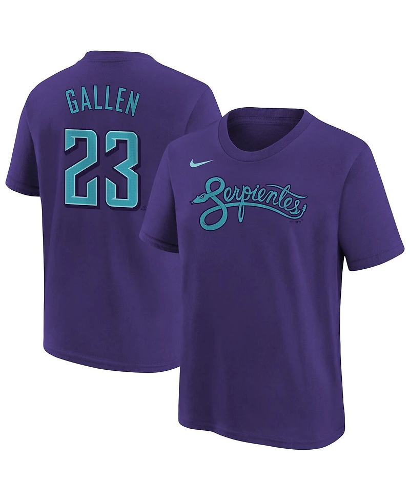 Nike Big Boys and Girls Zac Gallen Purple Arizona Diamondbacks Fuse City Connect Name Number T-Shirt