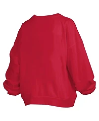 Pressbox Women's Scarlet Nebraska Huskers Janise Arch Over Logo Waist Length Oversized Pullover Sweatshirt