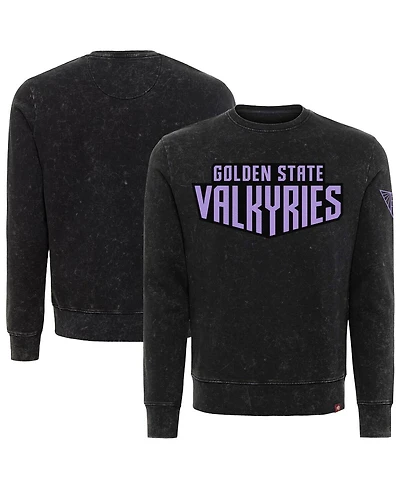 Sportiqe Men's and Women's Eclipse Black Golden State Valkyries Rock Roll Collection Freddy Mineral Wash Pullover Sweatshirt