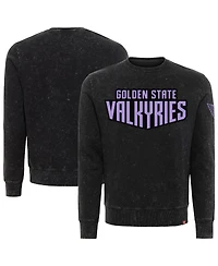 Sportiqe Men's and Women's Eclipse Black Golden State Valkyries Rock Roll Collection Freddy Mineral Wash Pullover Sweatshirt