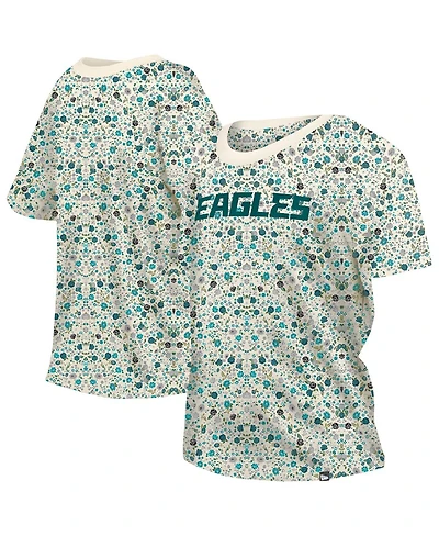 New Era Women's Cream Philadelphia Eagles Glam Game Floral T-Shirt