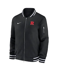 Nike Men's Black Rutgers Scarlet Knights Sideline Relaxed Full-Zip Bomber Jacket