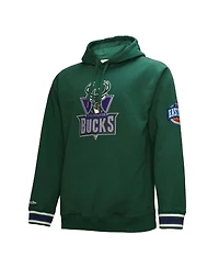 Mitchell & Ness Men's Hunter Green Milwaukee Bucks Hardwood Classics Chainstitch Vintage Heavyweight Pullover Hoodie
