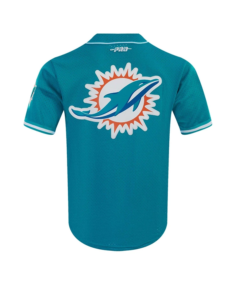 Pro Standard Men's Tyreek Hill Aqua Miami Dolphins Mesh Button-Up Baseball Jersey