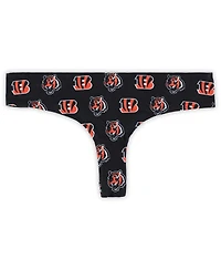 Concepts Sport Women's Black Cincinnati Bengals Record Allover Print Knit Thong