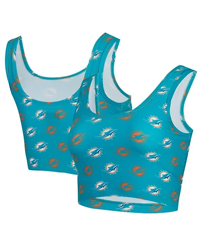 Concepts Sport Women's Aqua Miami Dolphins Record Allover Print Bralette