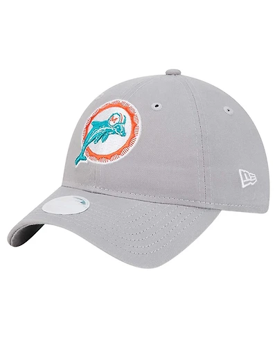 New Era Women's Gray Miami Dolphins Throwback 9TWENTY Adjustable Hat