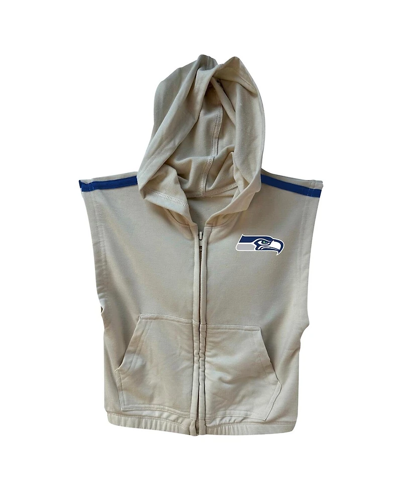 Wes & Willy Girls Toddler Neon Green/College Navy Seattle Seahawks Sleeveless Full-Zip Hoodie and Three Tier Skirt Set