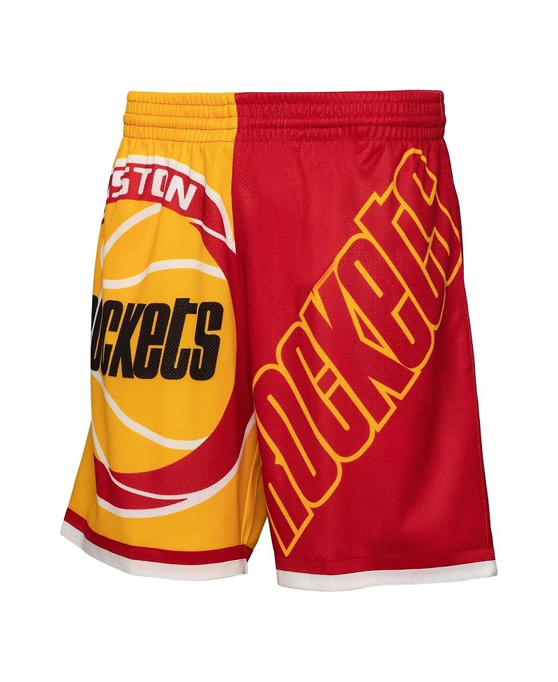 Mitchell & Ness Men's Gold Houston Rockets Big Face 5.0 Fashion Shorts