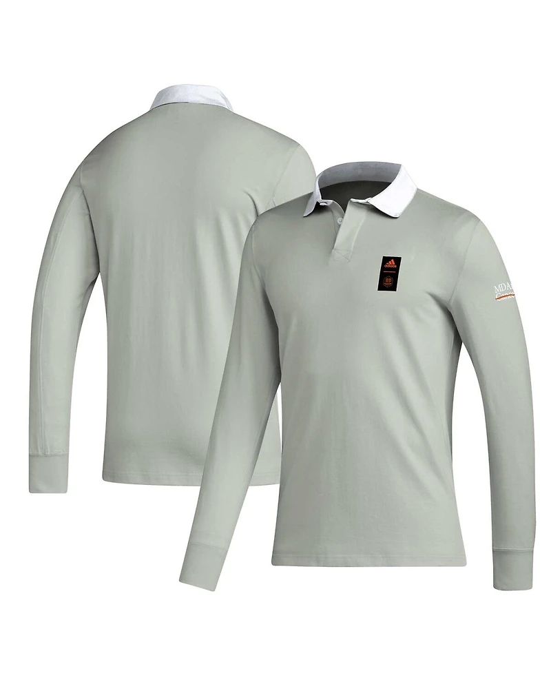 Adidas Men's 2023 Player Gray Houston Dynamo Fc Travel Long Sleeve Polo Shirt