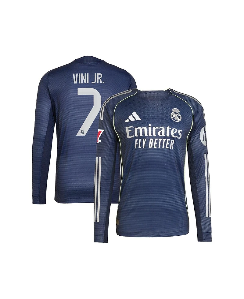 Adidas Men's Vini Jr. Blue Real Madrid 2025/26 Away Authentic Long Sleeve Player Jersey