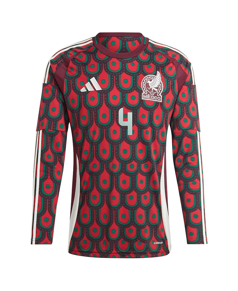 Adidas Men's Edson Alvarez Burgundy Mexico National Team 2024 Home Replica Player Long Sleeve Jersey
