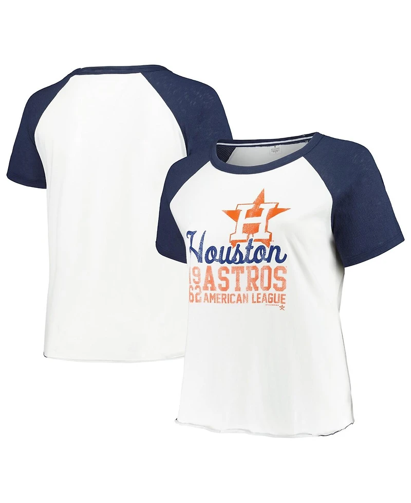 Soft As A Grape Women's White Houston Astros Plus Size Baseball Raglan T-Shirt