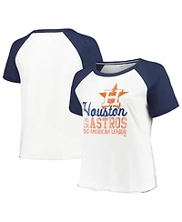 Soft As A Grape Women's White Houston Astros Plus Size Baseball Raglan T-Shirt