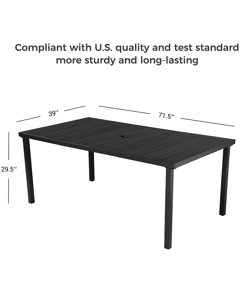 Mondawe 3-Section Iron Dining Table,Multi Functional Design,With Fixed Sunshade Umbrella Hole