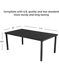 Mondawe 3-Section Iron Dining Table,Multi Functional Design,With Fixed Sunshade Umbrella Hole